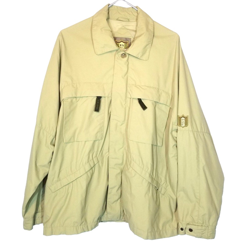 BX BK  Rain Jacket Waterproof Full Zip Adjustable Collar and Sleeves Size Medium